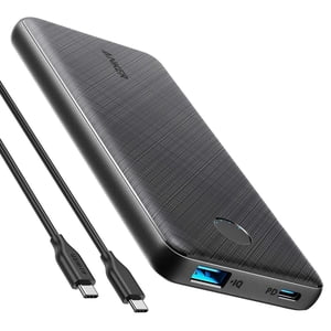Anker PowerCore Slim 10000mA PD Power Bank 18W USB-C Portable for iPhone 13, 12 Mini, iPad Pro 2018, More Black