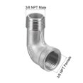 thumbnail image 2 of Unique Bargains Raccord de Tuyau Coudé à Filetage Mâle vers Femelle 3/8 NPT en Acier Inoxydable 304, 2 of 5