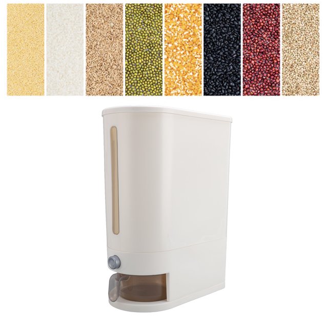 Rice Dispenser Rice Container with Cup PP Grain Container Bin Sealed Dry Food Storage for Pantry Kitchen Organization 10KG