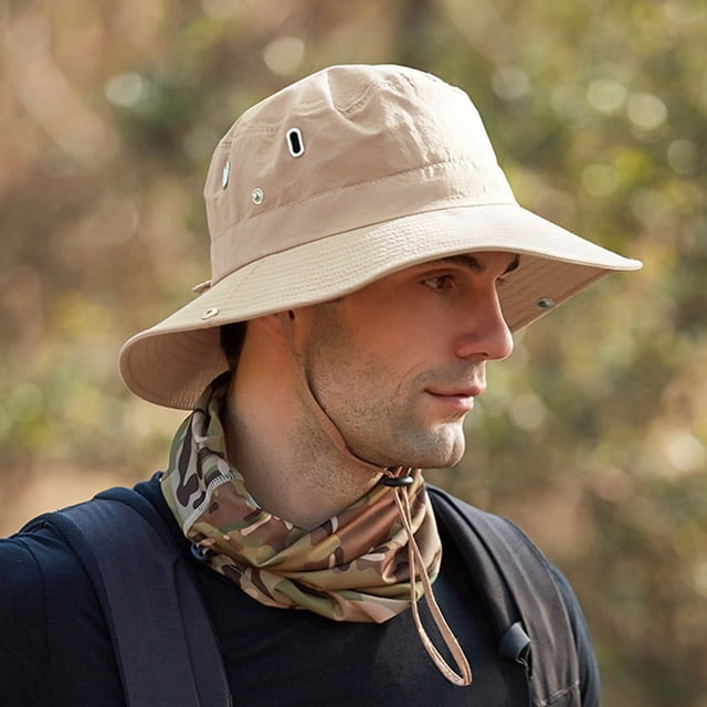 Harpily Mens Summer Protection Breathable Fisherman Cap Foldable Bucket Hat