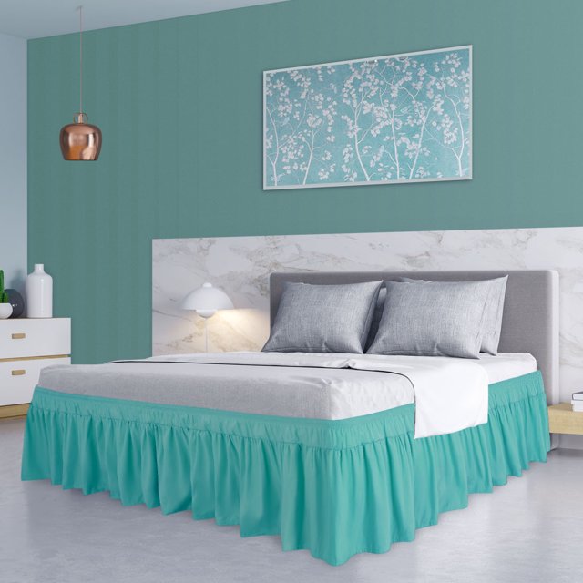 Unique Bargains Polyester Bed Skirt Durable 16 Inch Drop Easy Fit Wrinkle, Elastic Dust Ruffles Bedskirts