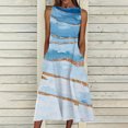 thumbnail image 1 of HKEJIAOI Liquidation des Ventes Robe Fleurie pour Femmes Robe d'Anniversaire Femmes Sans Manches Col Rond Imprimé Poche Grande Taille Robe de Nuit Longue Robes Amples Robe Blanche, 1 of 5
