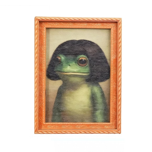 Playful Frog Refrigerator Magnet, Funny Frog Fridge Magnet,Cute Retro Frog Art Magnet Funny Retro Art Wooden Magnet Frames with Strong Hold,Quirky Frog Fridge Magnet for Fridge or Board