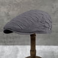 thumbnail image 3 of Spring Men Newsboy Hat Solid Color No Brim Snap Button Adjustable Windproof Sun Protection British Flat Hat Fashion Accessories, 3 of 7