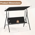 thumbnail image 3 of Gymax 3-Seat Outdoor Patio Swing Chair w/  ArmrestsAdjustable Tilt Canopy & Stand Black, 3 of 10