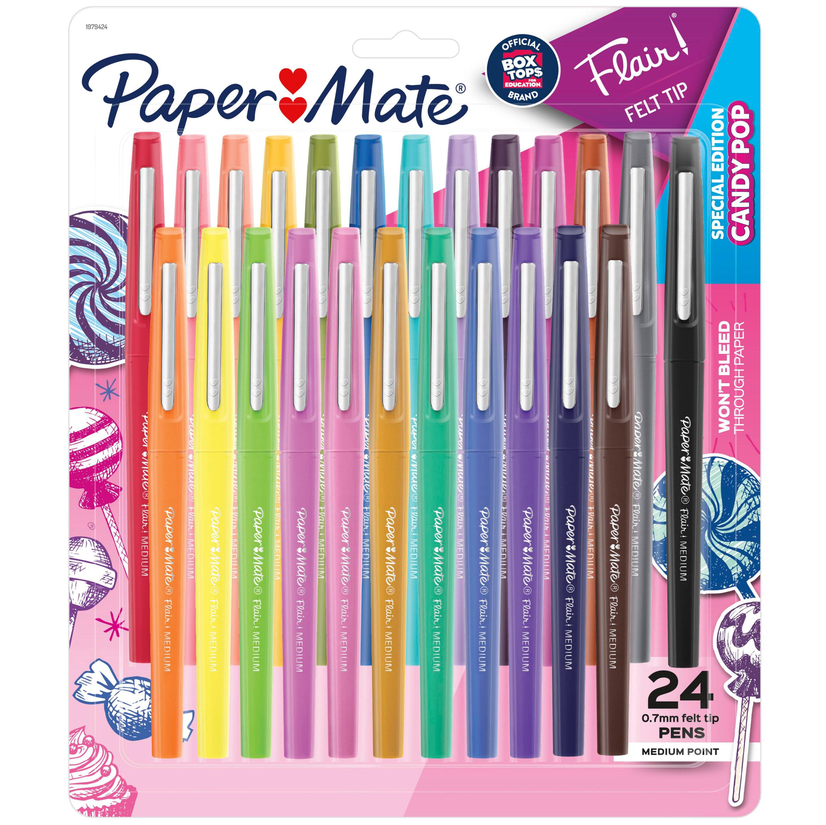 Paper Mate Flair Felt Tip Pens, Medium Tip (0.7 mm), Candy Pop Colours, 24 Count