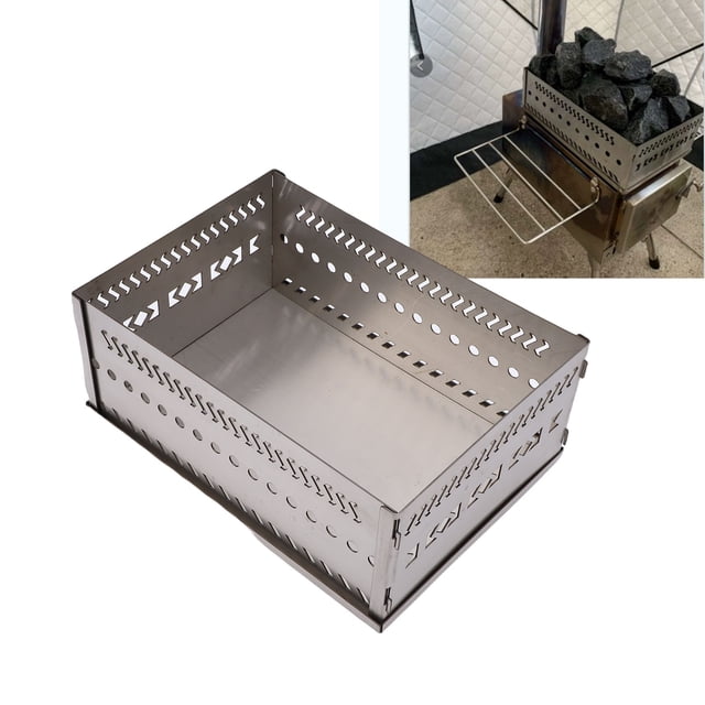Support de Pierres de Sauna, Panier de Pierres de Sauna, Panier de Pierres de Sauna Portable en Acier Inoxydable Support Cage Poêles Roches pour Charbon de Bois Poêles de Sauna Panier de Foyer