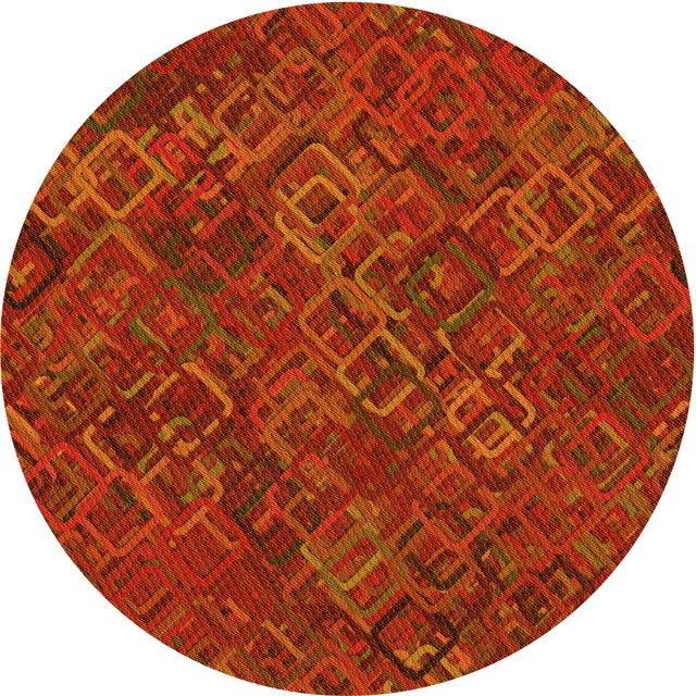 Ahgly Company Tapis d'Intérieur Ronds Transitionnels Lavables à la Machine Orange Rouge Orange, 5 Pieds Rond
