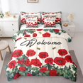 thumbnail image 1 of Red Farmhouse Flower Bedding Set Full Spring Bee Geranium 7 Piece Bed In A Bag Rustic Blossom Floral Comforter Set Green Leaf Bed Set With Comforter,Sheets Pillow Case And Covers, 1 of 5