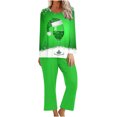 thumbnail image 1 of Pisexur Pyjamas de Noël pour Femmes Ensemble Deux Pièces Tendance Vacances Verres à Vin Rouge Imprimé Pjs Décontractés Manches Longues Col Rond Hauts Pantalons de Pyjama Vêtements de Nuit, 1 of 4