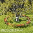 thumbnail image 4 of Outsunny Round Wooden Garden Tree Bench with Slatted Seat, Brown, 4 of 10