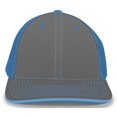 thumbnail image 1 of Pacific Headwear 404M.23P.XS Trucker Flexfit Cap, Graphite & Neon Blue - Extra Small, 1 of 1