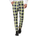 thumbnail image 1 of INSPIRE CHIC Men's Formal Color Block Slim Fit Flat Front Plaid Dress Pants 30 Navy Yellow, 1 of 7