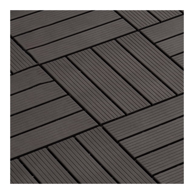 enjoywould Floor Tile Snap Fit Multiple Mounting Styles with Open Mesh Outdoor Flooring in grey, featuring textured plastic tiles with recessed grooves for slip resistance. Designed with an alternate locking mechanism for tool-free assembly and disassembly. Open grid underside allows water drainage and air circulation, ideal for all-weather use on patios, decks, or outdoor spaces.