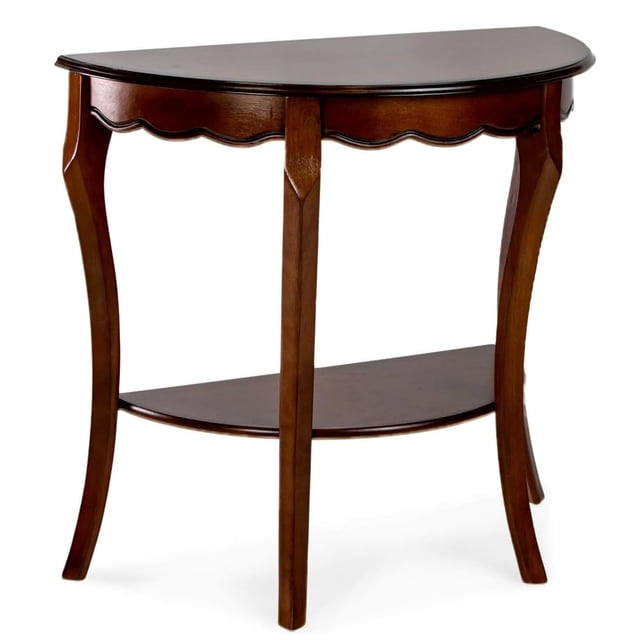 All Things Cedar Table Console d'Appoint Demi-Lune en Bois, Tablette de Rangement, Cerisier