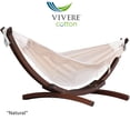 thumbnail image 1 of Vivere Double 2-Person Cotton Hammock with Solid Pine Stand, Natural with Fringe, 1 of 5