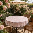 thumbnail image 3 of White Round Tablecloth Polyester Sheer Lace Embroidered with Hollowed-out Non-slip Design for Dining Tables 185 cm, 3 of 6