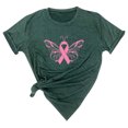 thumbnail image 2 of TIMIFIS Chandails de Sensibilisation au Cancer du Sein pour Femmes Été Ample Imprimé T-Shirt à Col Rond Manches Courtes Blouse Décontractée Automne/hiver, 2 of 5