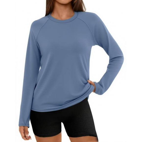 HongQid Workout Tops for Women Long Sleeve Sun Shirt UPF 50+ UV Protection Running Hiking Clothes Quick Dry Athletic Tops