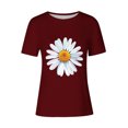 thumbnail image 4 of BVOFAR Hauts pour Femmes Été Tendance T-Shirts Graphiques Marguerite Décontractés Coupe Ample Blouses Col Rond Manches Courtes Chemises 2025, 4 of 4
