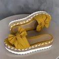 thumbnail image 4 of CAICJ98 Sandales Compensées pour Femmes Sandales Plates pour Femmes Boho Été Élastique Bride Cheville Mignon Confortable Sandale Habillée Chaussures de Plage, Jaune, 4 of 4