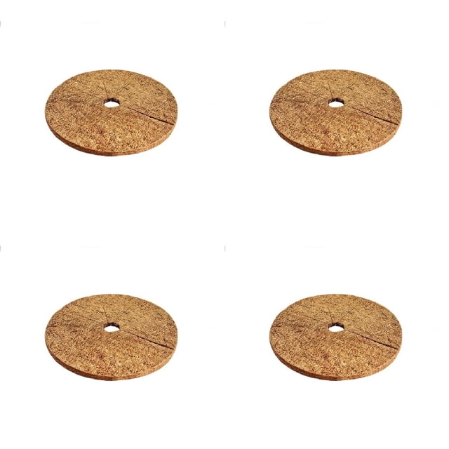 4PCS Coconut Fiber Mulch Ring Tree, Plant Protector Mat, 11.81 Inch Natural Coco Coir Tree Protection Ring Plant Pot Soil Cover, Tree Rings Disc Plant Cover for Indoor Outdoor Plants, Garden Supplies