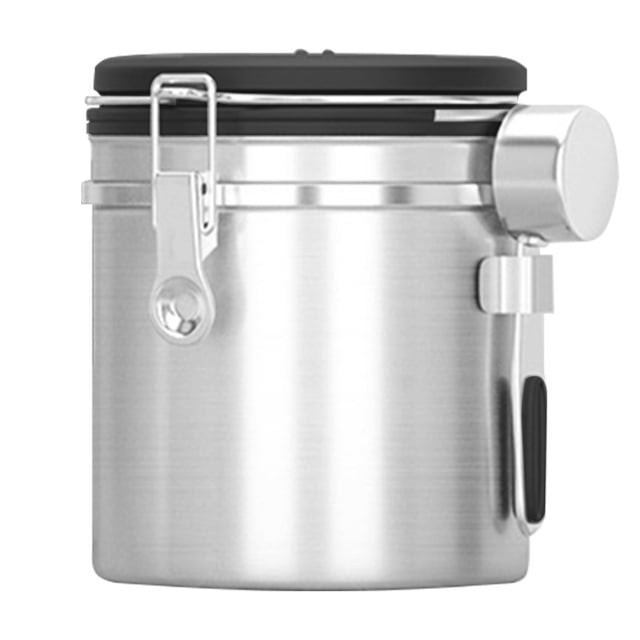 EGNMCR Storage Containers Coffee Canister, Airtight Stainless Steel Kitchen Food Storage Container With Date And Scoop For Grounds Coffee,Beans, Tea, Flour, Cereal, Sugar(1.5L) Storage jars