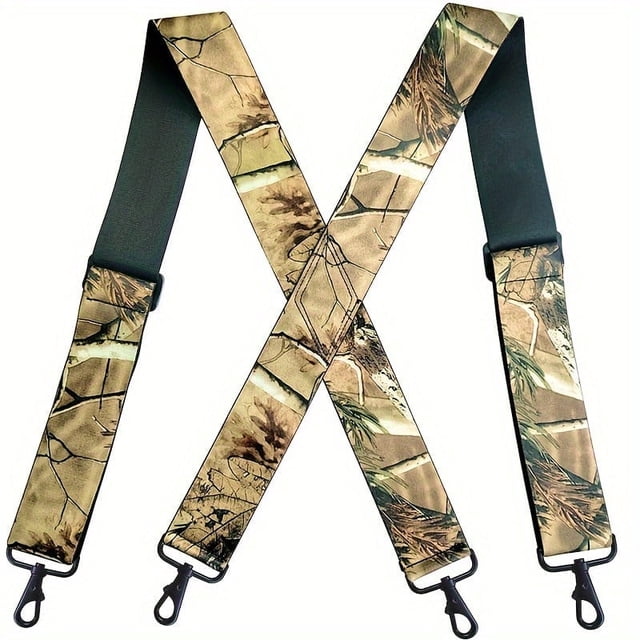 YOPTOP CamoXtreme Mens Durable Suspenders - 4-Clip Secure Hold Adjustable for Hunting & Work Comfortable X-Back Design,Model B