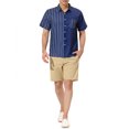 thumbnail image 2 of INSPIRE CHIC Men's Shirts Short Sleeve Summer Cotton Patchwork Button Down Shirts S Navy Blue, 2 of 6