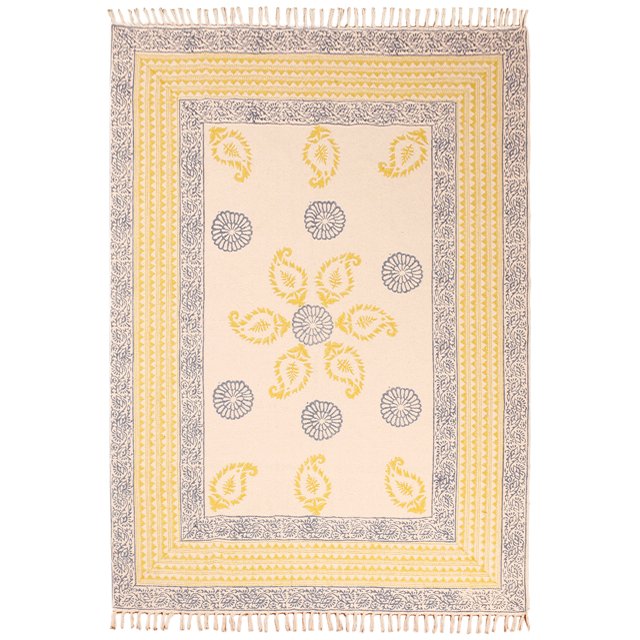 Casavani Pure Cotton Mat Living Room Area Rug, Blue 10x10 Ft