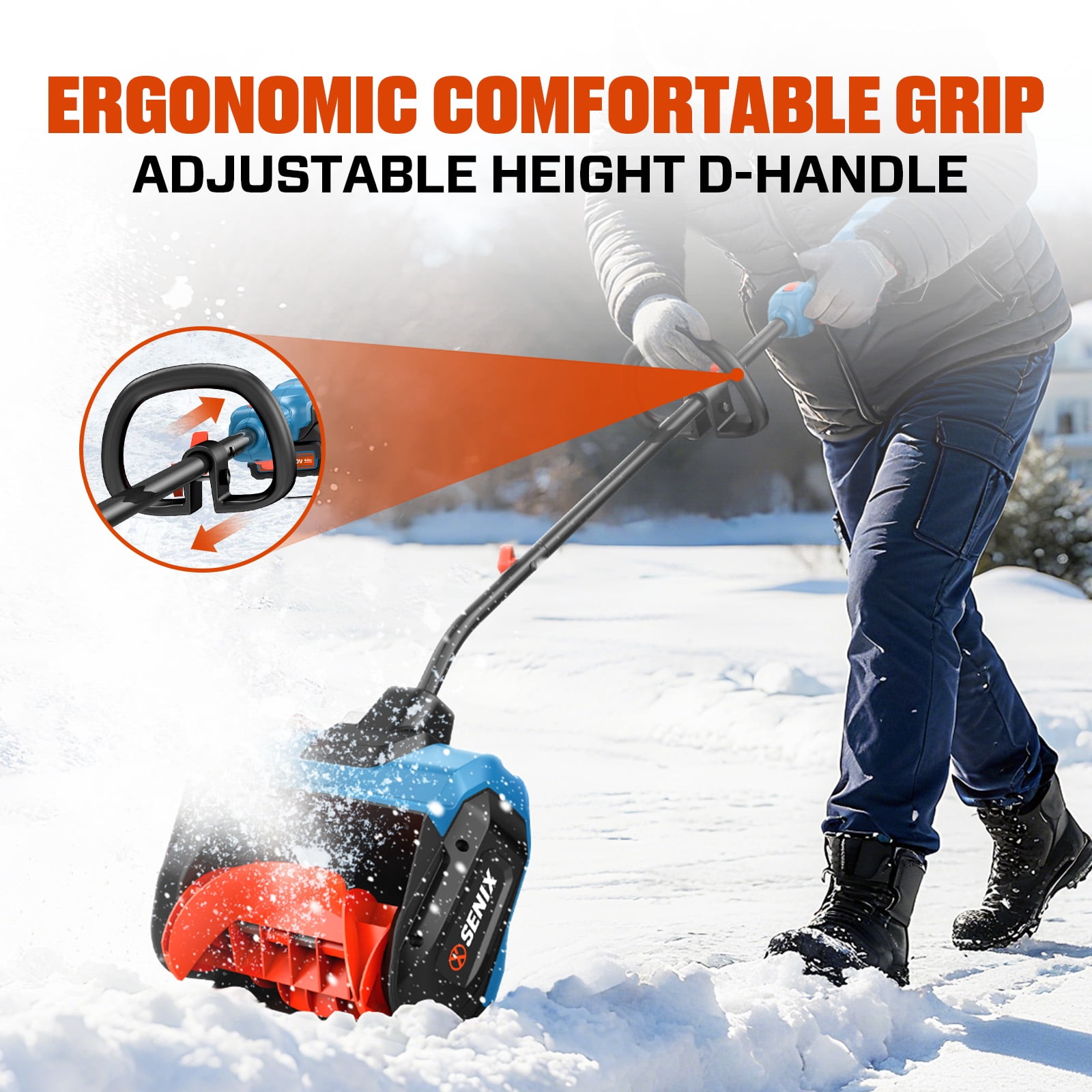 SENIX 40V 13-inch Cordless Snow Shovel w/2 x 4Ah Batteries