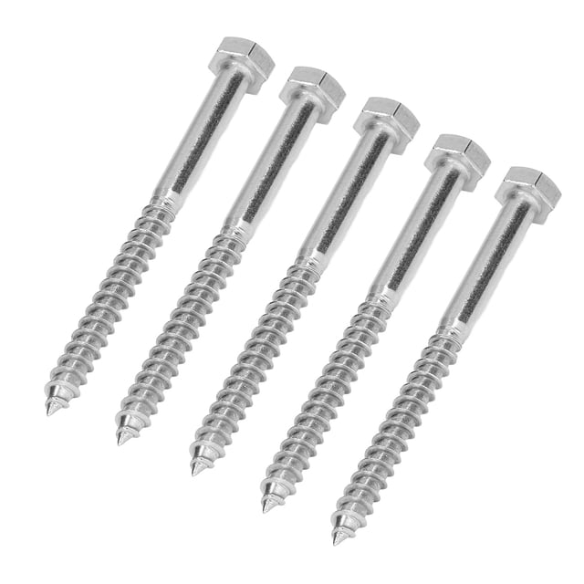 Vis Autotaraudeuse DIN571 Bois Vis Autotaraudeuse Hexagonale Vis à Retard A2-70 Acier Inoxydable Demi-Vis à Filetage Bois Vis à Retard Hexagonale