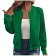thumbnail image 1 of WRKEKC Women's Arrival Zip Front Jacket Solid Color Long Sleeve Modern Minimalist Style Everyday Essential No Hood Plus Sizes Green XXL, 1 of 4