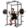thumbnail image 1 of GloryStar Heavy Duty Squat Rack Power Cage for Home Gym, 1100 LB Capacity Power Rack Features Pull-Up Bar, Dip Bars, Adjustable Safety Spotters, J-Hooks, and Built-in Plate Storage, 1 of 8