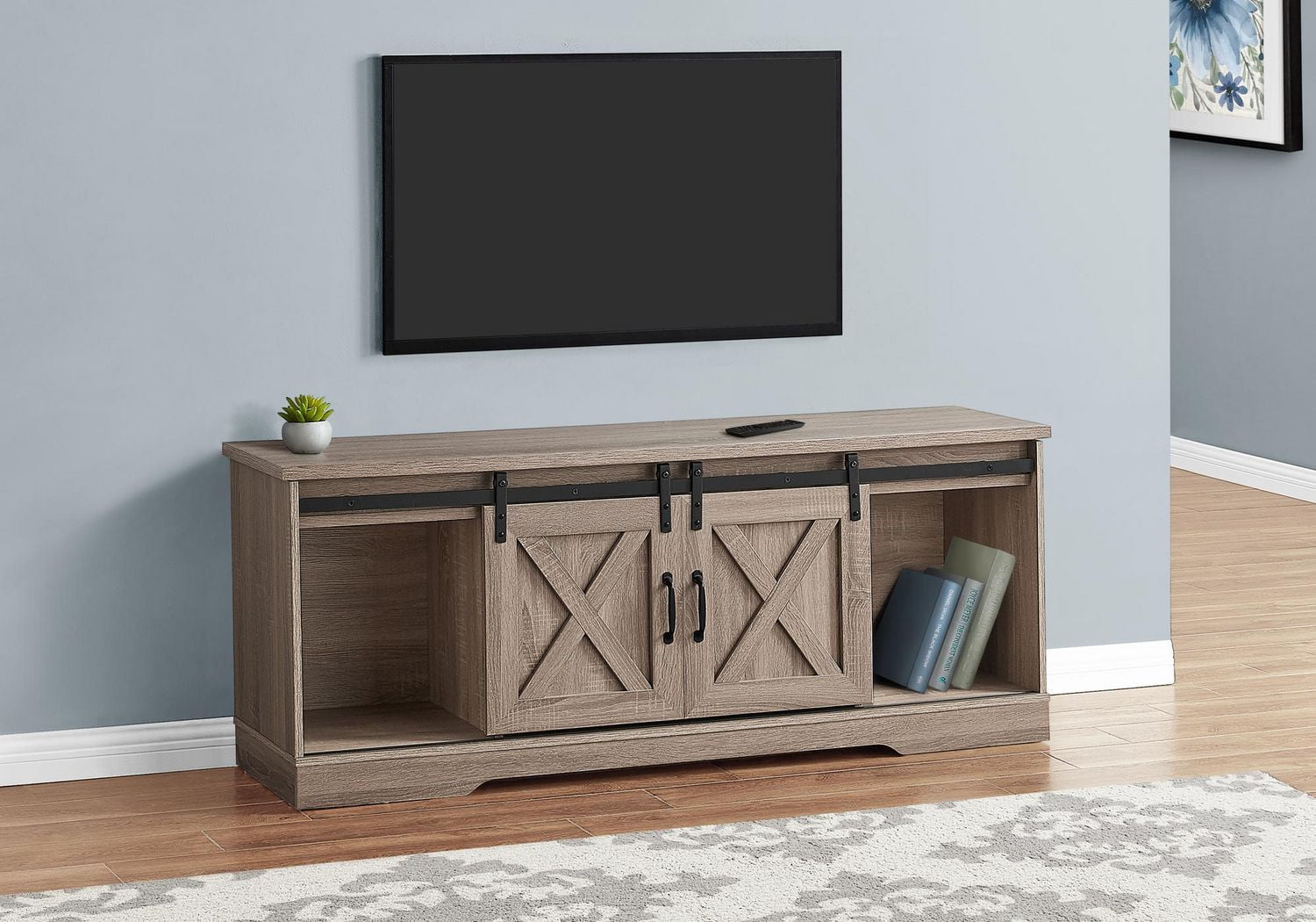 Monarch Specialties Meuble Tv, 60 Pouces, Console, Centre De Divertissement Média, Unite De Rangement, Salon, Chambre À Coucher, Stratifié, Brun, Transitionnel