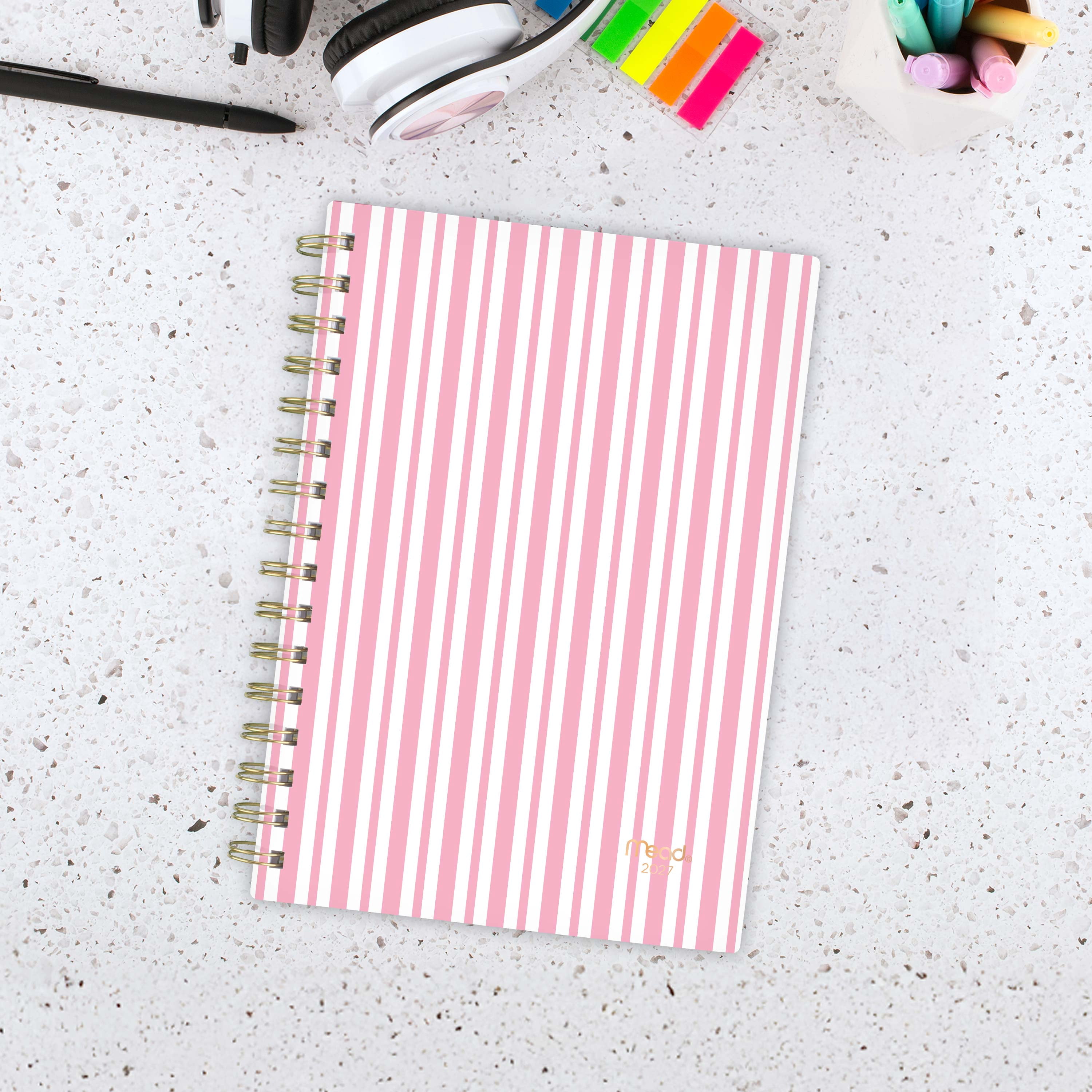 2027 Mead® Sugar Stripe Weekly/Monthly Planner Small
