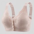 thumbnail image 2 of Fgnfyis Women's Solid Color Lace Pattern Front Buckle Non Underwire Tank Top Bra Womens Bras Light Pink XL, 2 of 7