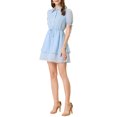 thumbnail image 4 of INSPIRE CHIC Women's Dress Peter Pan Collar Ruffle Cuff A-Line Layered Dress S Blue, 4 of 7