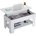 thumbnail image 1 of FDW Table Basse Blanche de 39,4 Pouces à Plateau Relevable, Compartiment Caché et Tablette de Rangement pour Salon, Bureau Ou Aire de Réception, 1 of 7