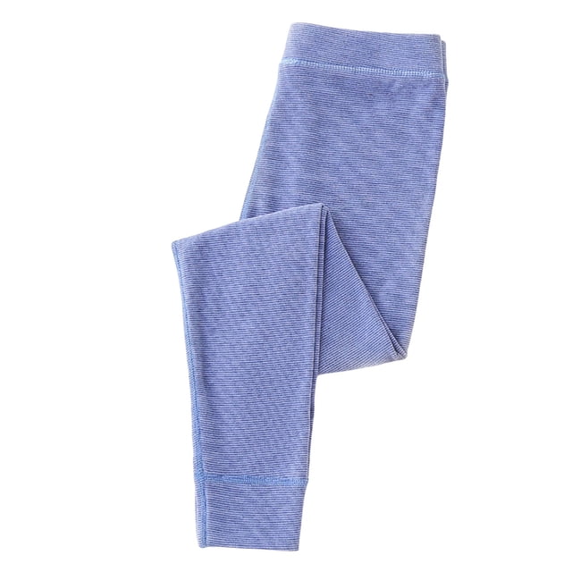 MIASHUI Girls Leggings Pantalon Long Confortable et Extensible, Collant Doux à Imprimé Rayé, Bleu, 6-7 Ans