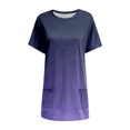 thumbnail image 5 of TSADFHJI Hauts pour Femmes 2TG Été Décontracté Ample Chandail Col Rond Tunique à Manches Courtes avec Poches m Violet, 5 of 5