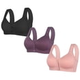 thumbnail image 1 of LOVZFMLL 3 Pack Plus Size Bras for Women Solid Color Comfort Soft Push Up Bra No Underwire Full Coverage Front Closure Everyday Bralettes Y 3XL, 1 of 2