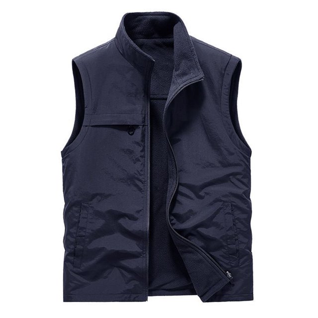 Birdeem Mens Thin Workwear Solid Color Stand Collar Sleeveless Jacket Tank Tops