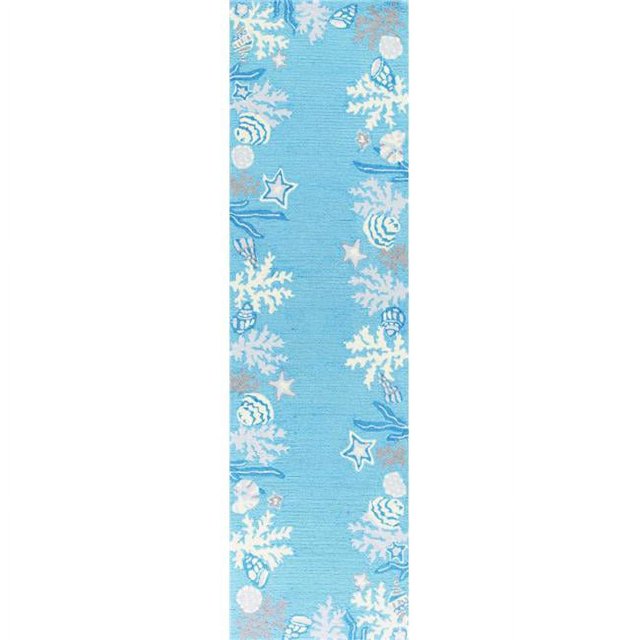 HomeRoots 353710 2 ft. x 7 ft. 6 in. Runner Polyester Sea Blue Area Rug