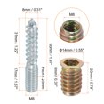 thumbnail image 2 of Unique Bargains 8pack M8x50mm Hanger Bolts with 8pack M8x20mm Threaded Insert Nuts Interface, 2 of 7