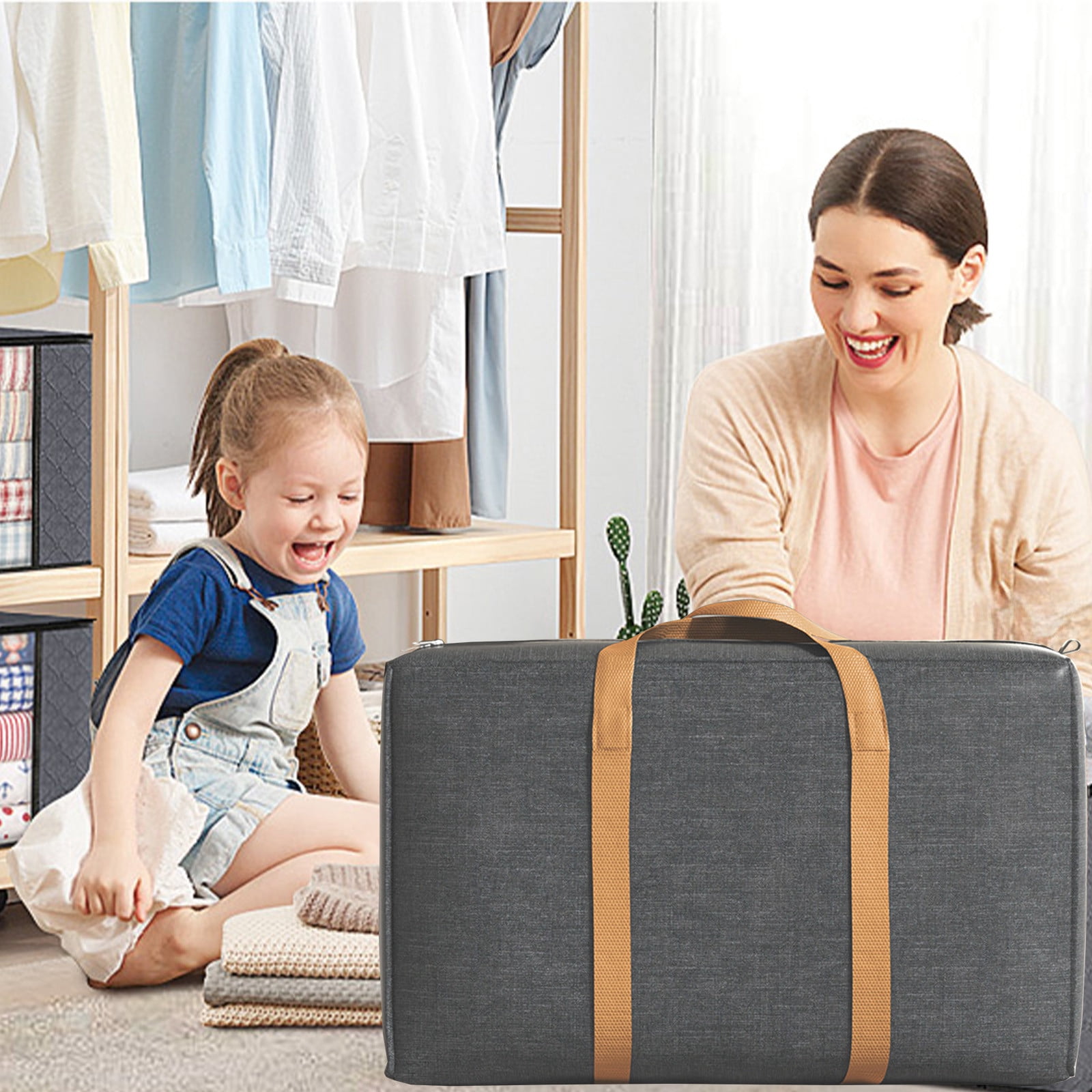 Large Capacity Gray Storage Bag With Extended Handles Moving Luggage Bag For Clothes Pillows Quilts Blankets Storage Bag In The Dorm And Family