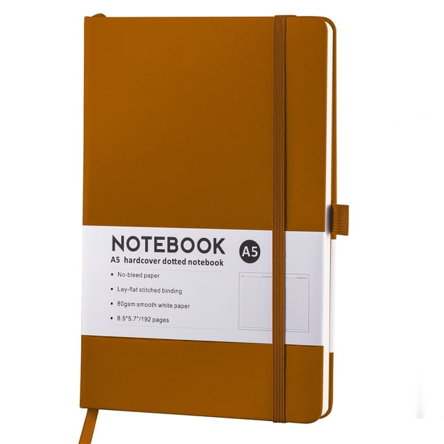 Lined Journal Notebook, 192 Pages, A5 Medium Size, 5.7"x 8.5", Journaling, Writing,Leather Hardcover Notebook for College s Composition Book Note Book Cute Journal Fun Teacher Supplies, Brown