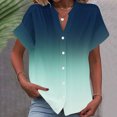thumbnail image 1 of RXIRUCGD Fashion Women's Short Sleeved Solid Color Spring/summer Button Up Shirt Top, Green, Size: L, 1 of 5