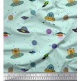 thumbnail image 1 of Soimoi Crepe Silk Fabric Planet,Animal & Spaceship Cartoon Fabric Prints by Yard 42 Inch Wide, 1 of 3