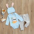 thumbnail image 4 of Gupgi 2 Pcs Vêtements de Bébé de Pâques Unisexe Manches Longues Rabbit Body+pantalon Rayé+chapeau, 4 of 9